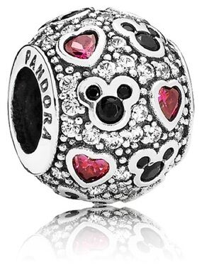 Pandora X Disney Sterling Silver Mickey and Hearts Black and Red CZ- 791457CZ